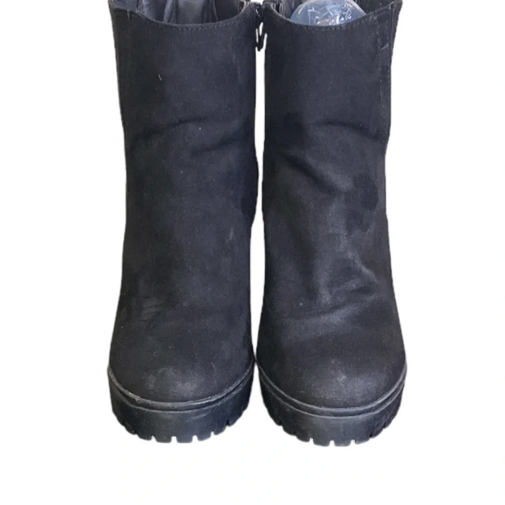 Black Suede Heel Boots Size 8